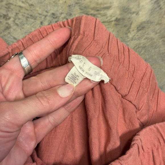 Flint and Moss pink linen blend skirt womens small full midi tie waist feminine - Picture 5 of 9